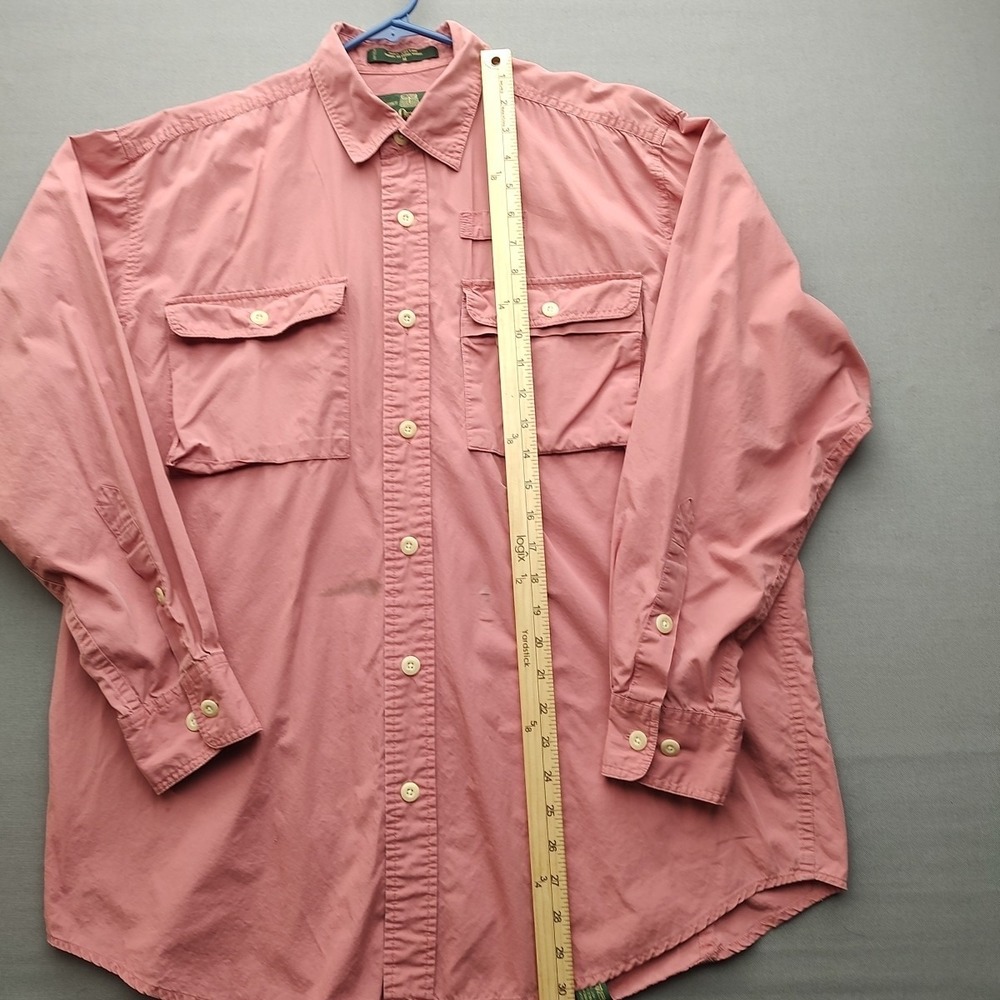 Orvis Mens Coral Button Up Shirt Long Sleeve With Stain Size Medium - Picture 10 of 16